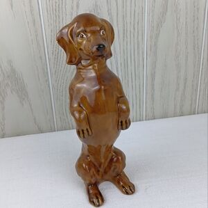 Dachshund Porcelain Figurine Dog Figurine Dog standing upright begging decor.